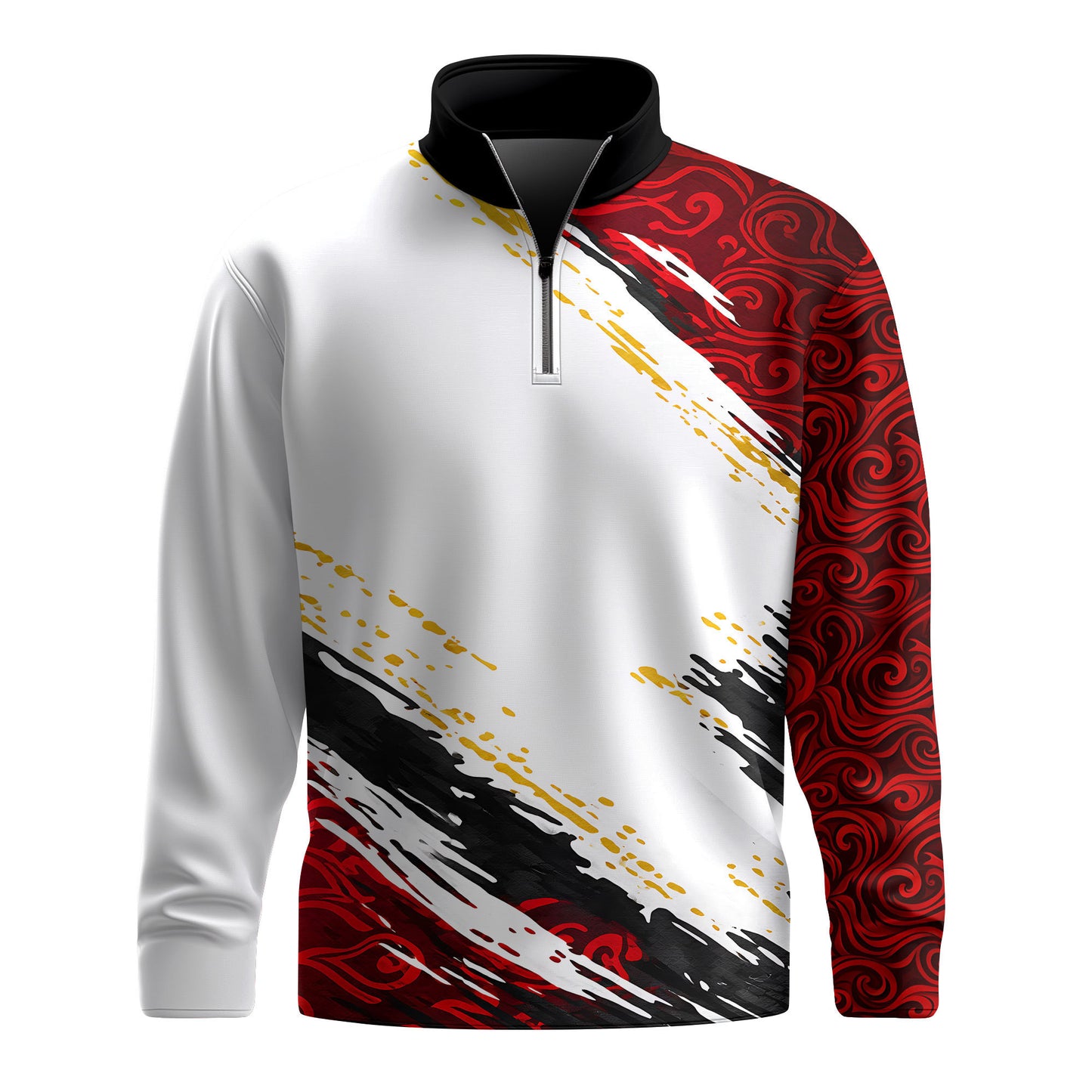 Sporty Black White Red Pattern 2026  Men Quarter-zip Pullover