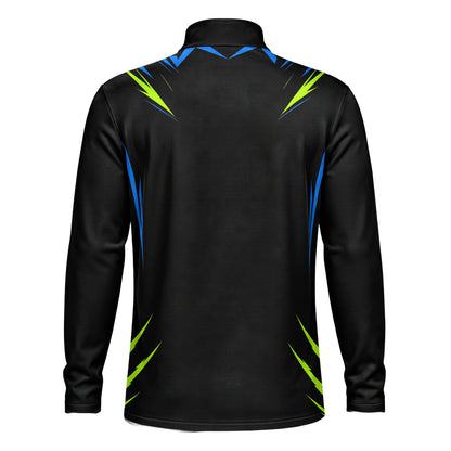 Black  Neon Pattern Men Quarter-zip Pullover