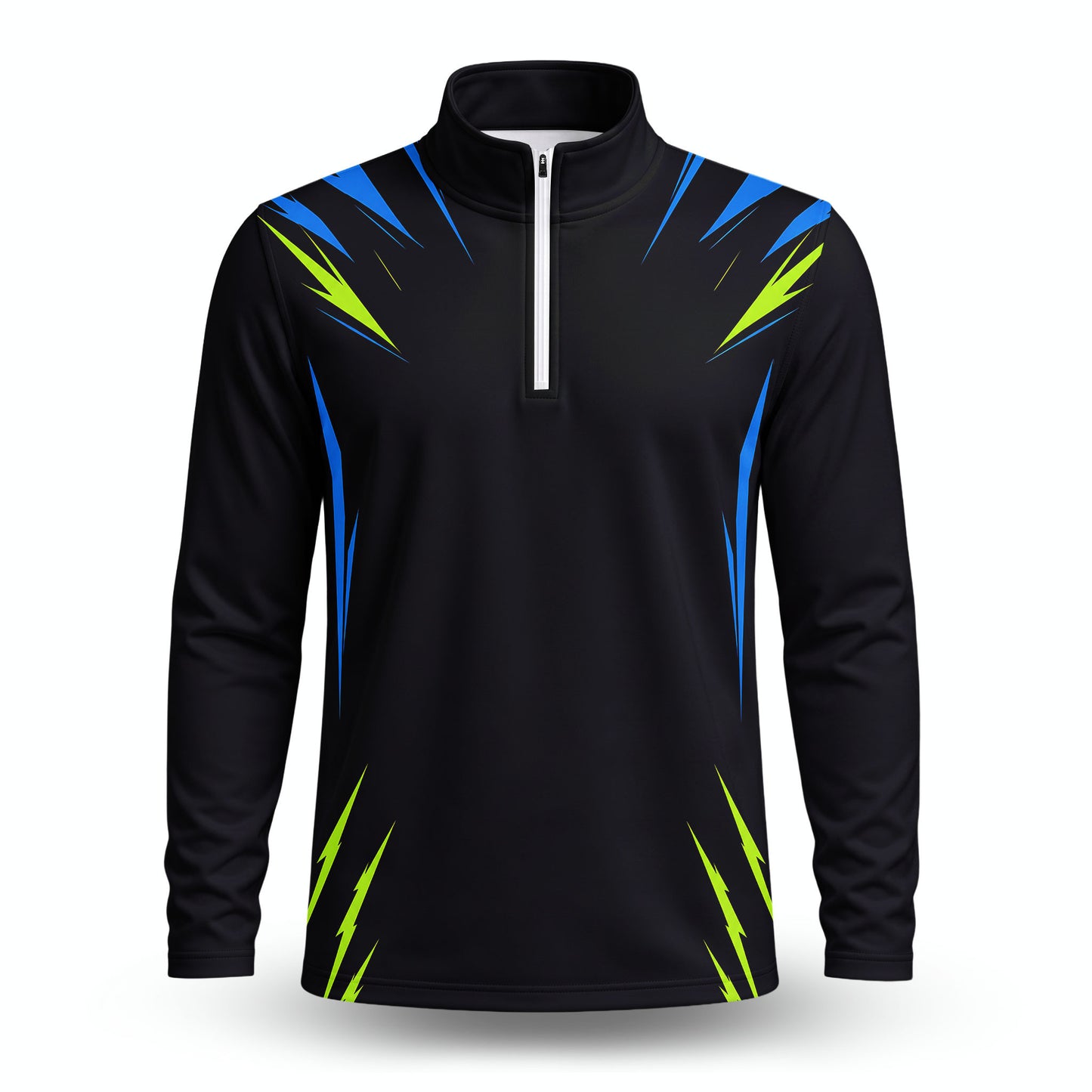 Black  Neon Pattern Men Quarter-zip Pullover