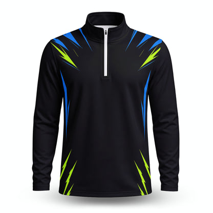 Black  Neon Pattern Men Quarter-zip Pullover