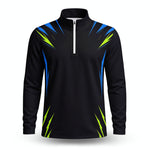 Black  Neon Pattern Men Quarter-zip Pullover
