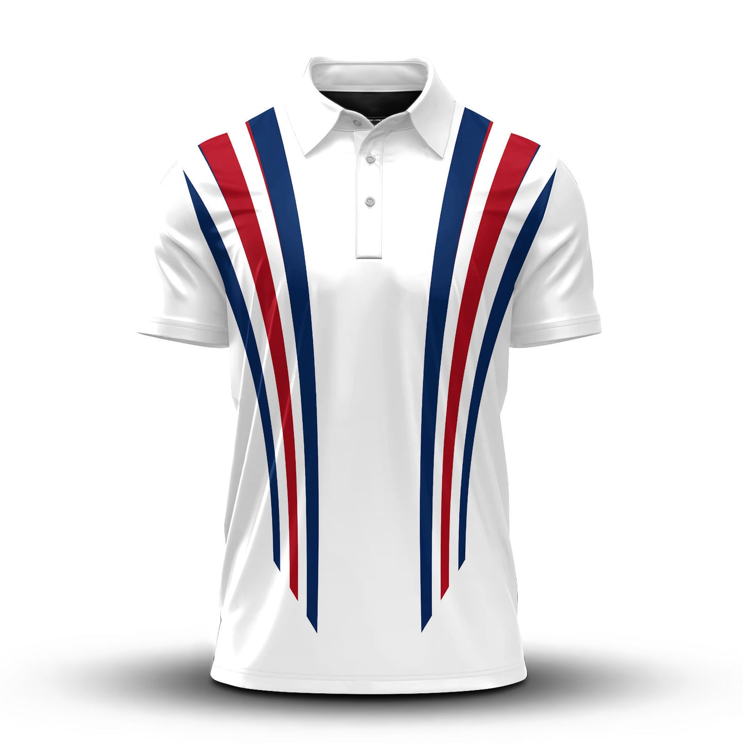 2027  Red Blue Lines White Men Polo Shirt