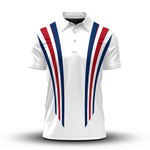 2027  Red Blue Lines White Men Polo Shirt