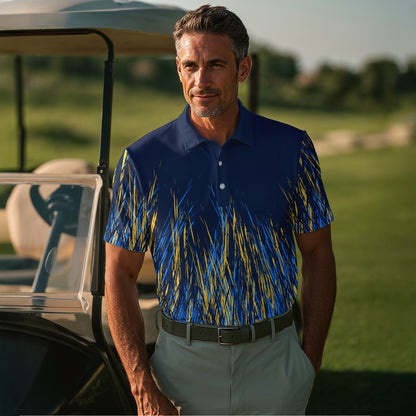 Blue Yellow Color Stains Men Polo Shirt