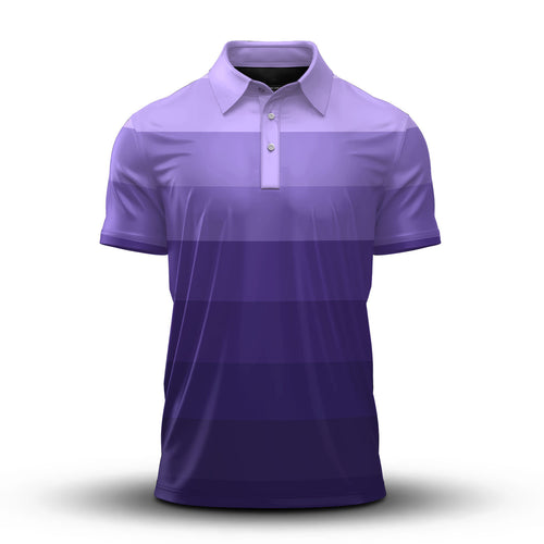 Gradient Purple Horizontal Lines Men Polo Shirt