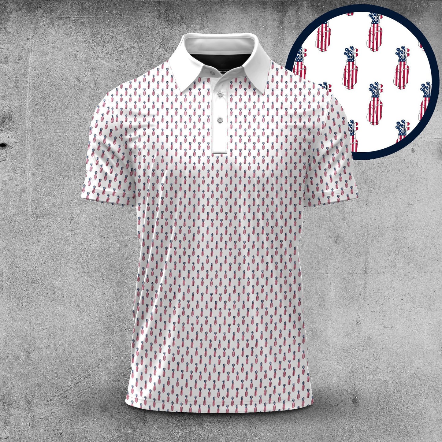 America Golf Gear Pattern 2026  Men Polo Shirt