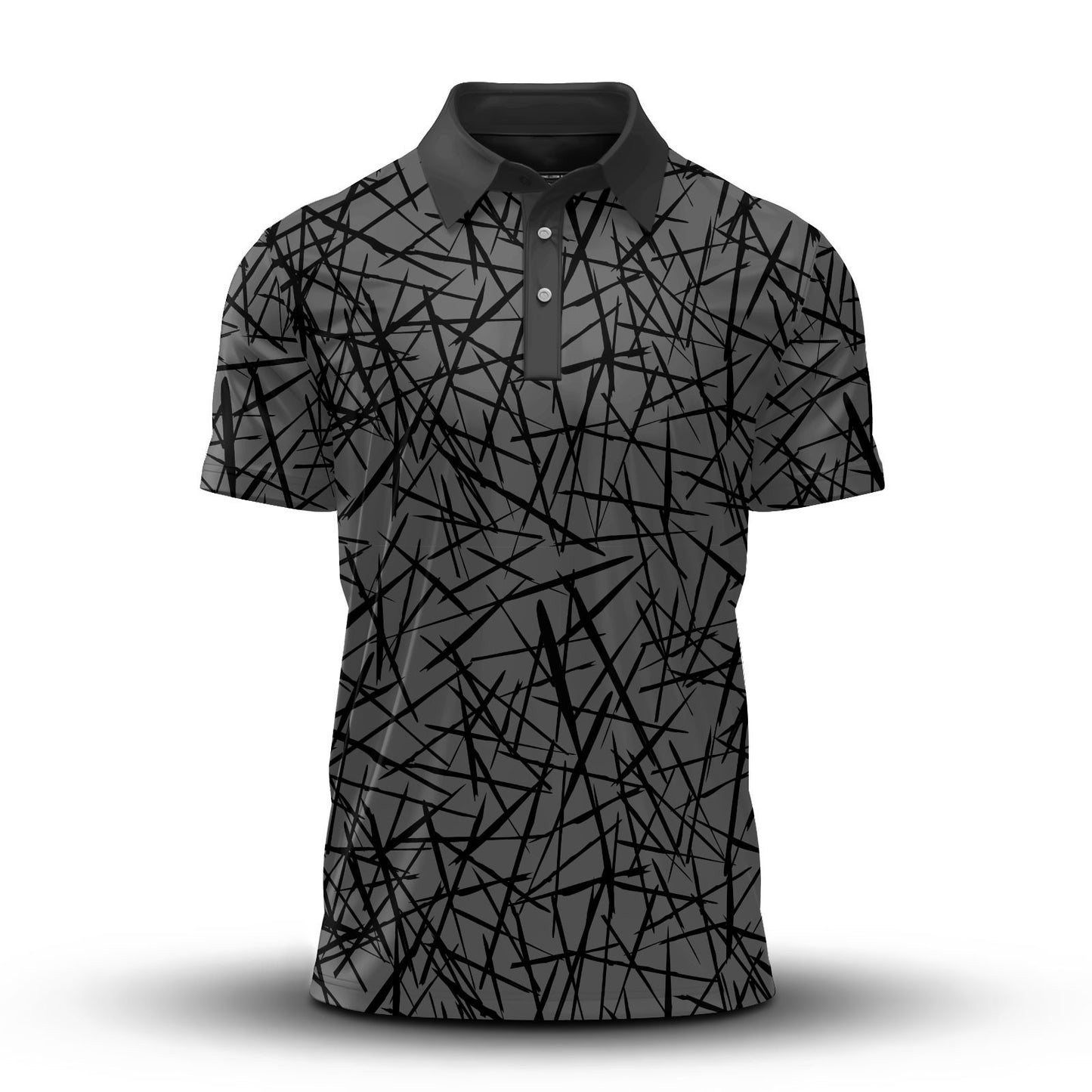 Black Grey 2027 Sporty Men Polo Shirt