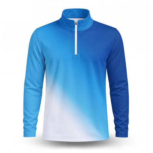 Ombre Dark And Light  Blue Men Quarter-zip Pullover