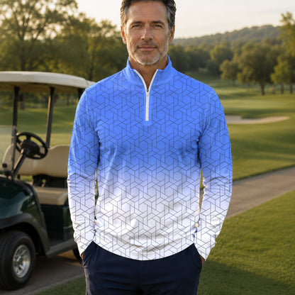 Blue White 2026 Men Quarter-zip Pullover