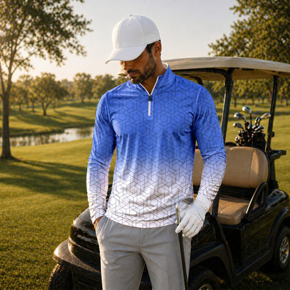 Blue White 2026 Men Quarter-zip Pullover