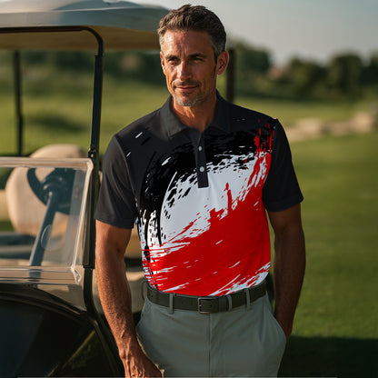 Red Black Paint Sporty 2027 Men Polo Shirt