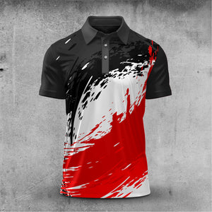 Red Black Paint Sporty 2027 Men Polo Shirt