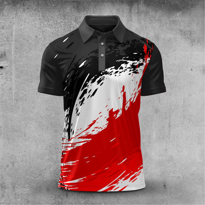 Red Black Paint Sporty 2027 Men Polo Shirt