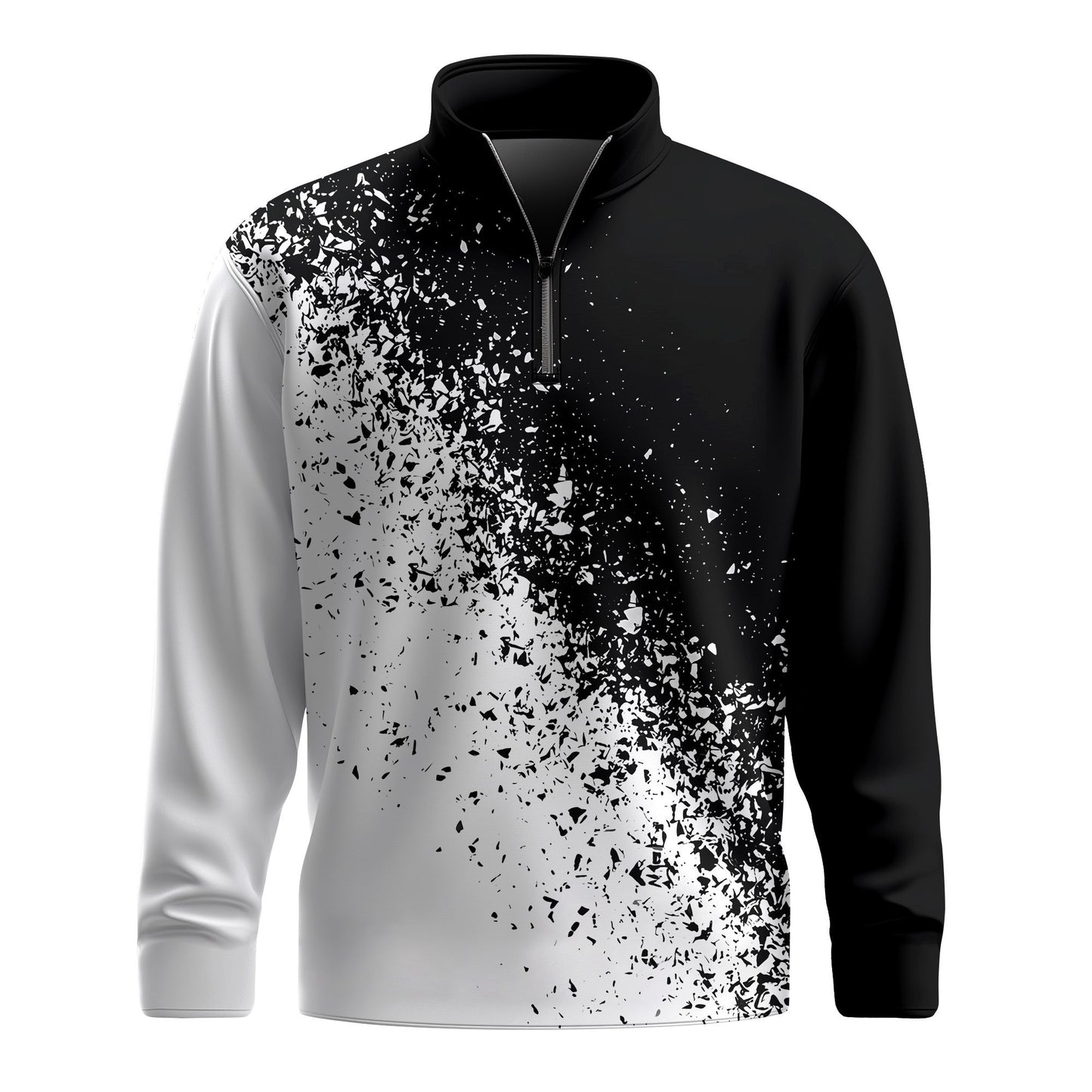 2026 Black White Sport Men Quarter-zip Pullover