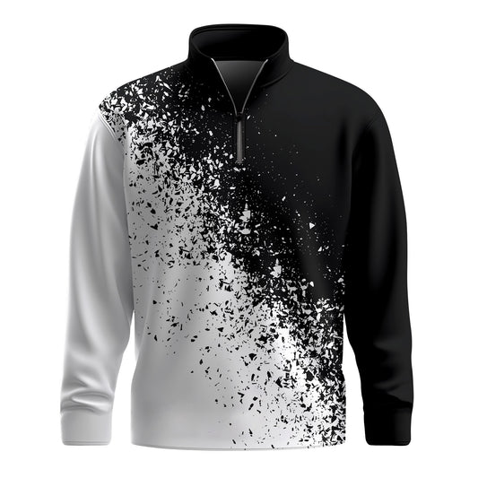 2026 Black White Sport Men Quarter-zip Pullover