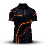 Orange Curves Sporty Pattern Men Polo Shirt