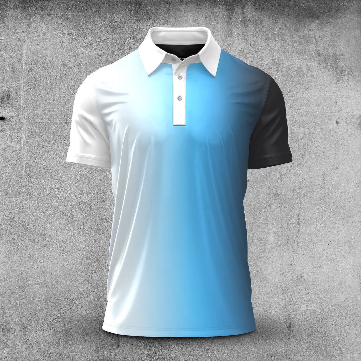 Gradient White Blue Black  Men Polo Shirt