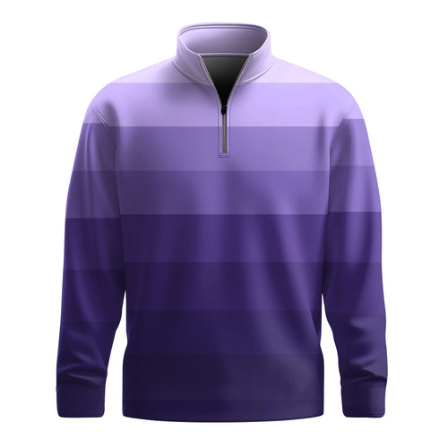 Gradient Purple Horizontal Lines Men Quarter-zip Pullover