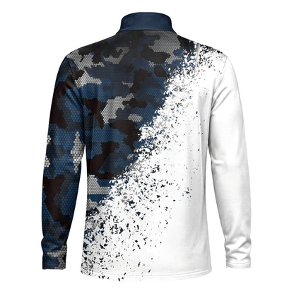 Blue Camo And White 2027 Men Quarter-zip Pullover
