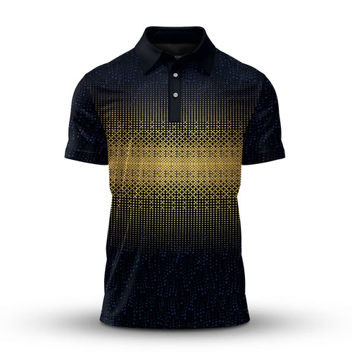 Gradient Blue Gold Men Polo Shirt