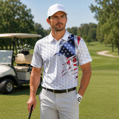 Golf Flag American 2027 Men Polo Shirt