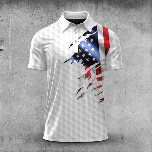 Golf Flag American 2027 Men Polo Shirt