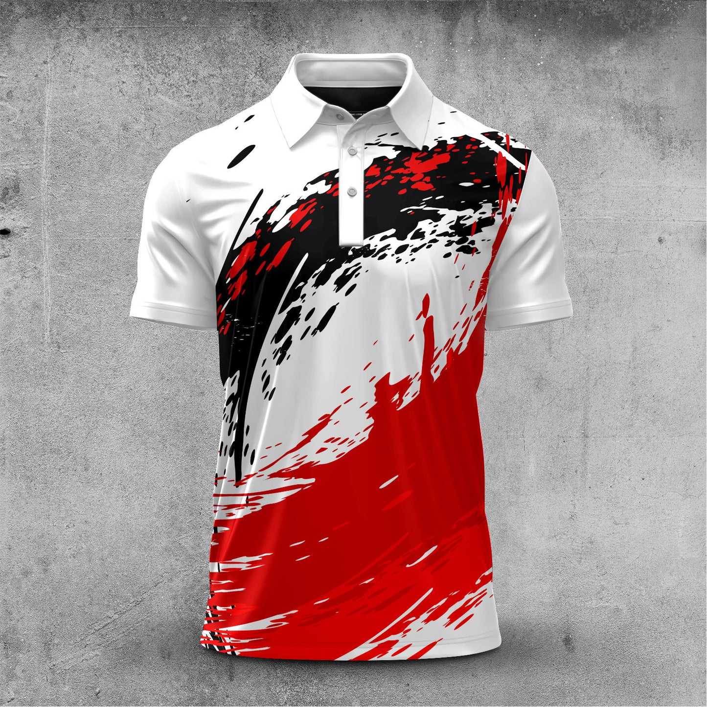 Red Black White Paint Sporty 2026 Men Polo Shirt