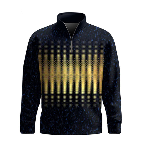 Gradient Blue Gold Men Quarter-zip Pullover