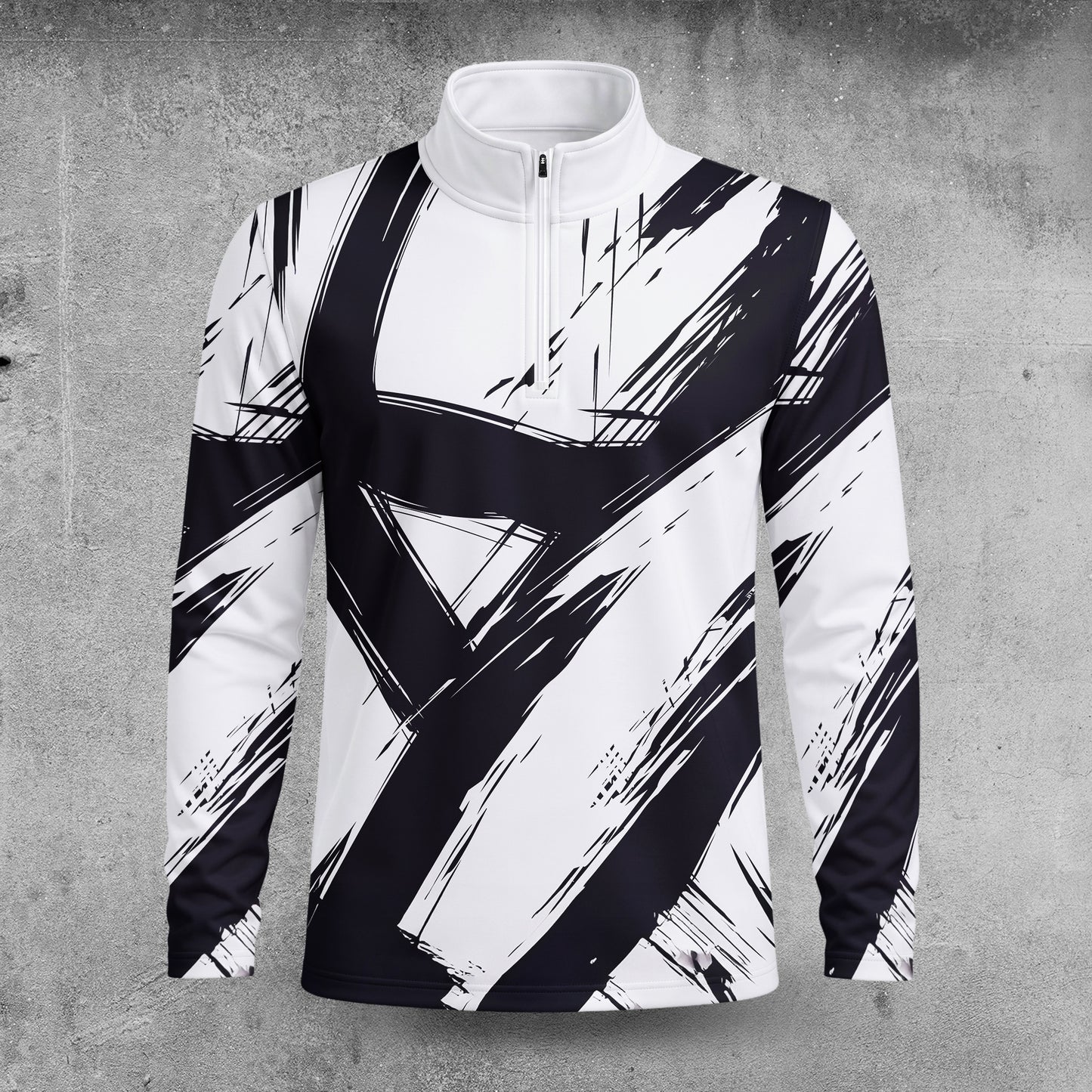 2027  Black Paint White Men Quarter-zip Pullover