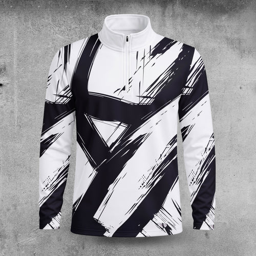 2027  Black Paint White Men Quarter-zip Pullover