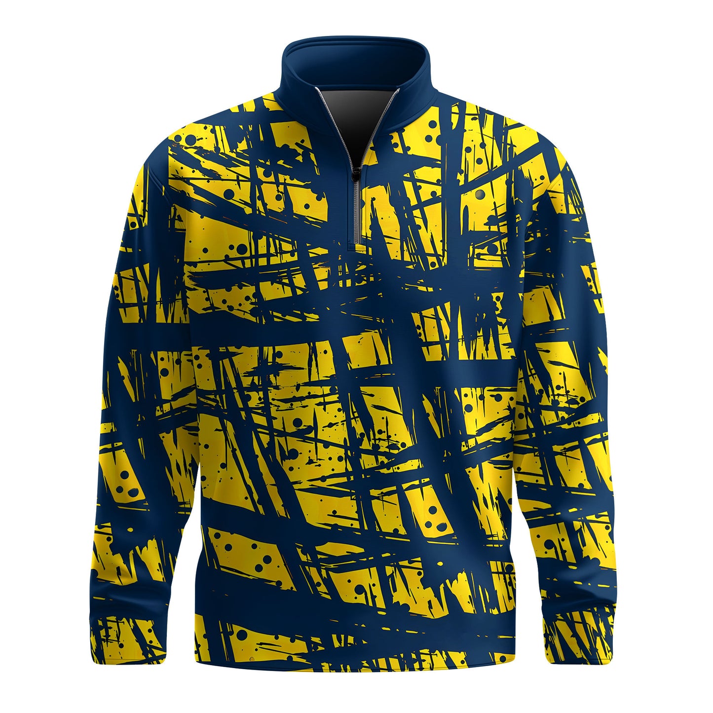 Yellow Dark Blue Men Quarter-zip Pullover