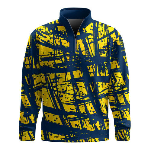 Yellow Dark Blue Men Quarter-zip Pullover