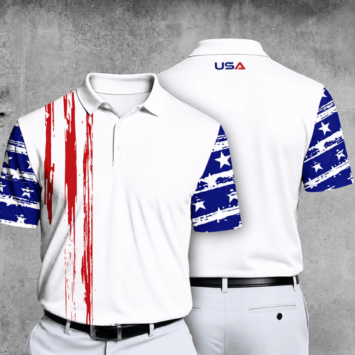 US Flag USA Team Men Polo Shirt