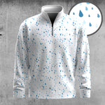 White Blue Rain Pattern 2026  Men Quarter-zip Pullover