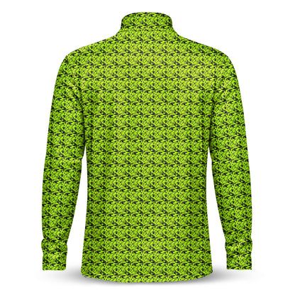 Fish Bone Pattern Neon Men Quarter-zip Pullover