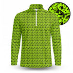 Fish Bone Pattern Neon Men Quarter-zip Pullover