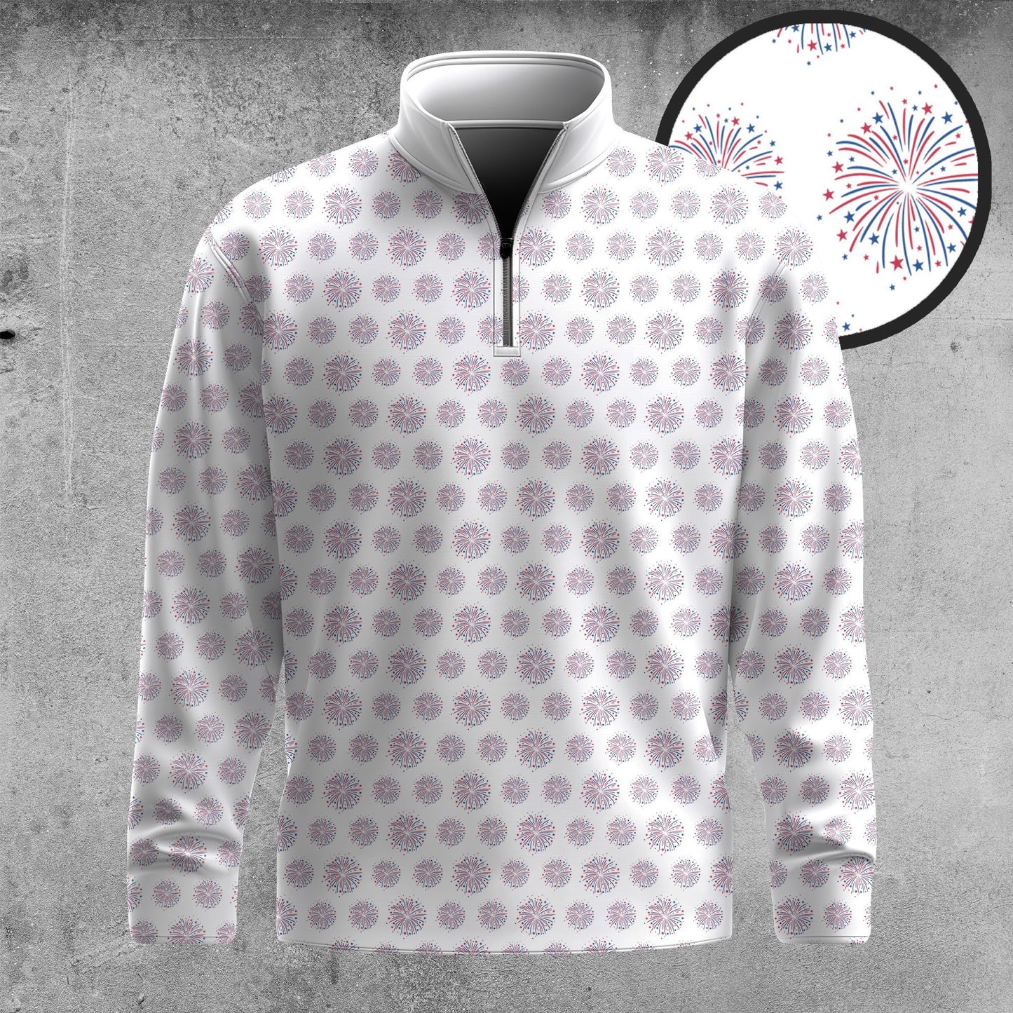 Firework Pattern Men Quarter-zip Pullover