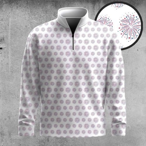 Firework Pattern Men Quarter-zip Pullover