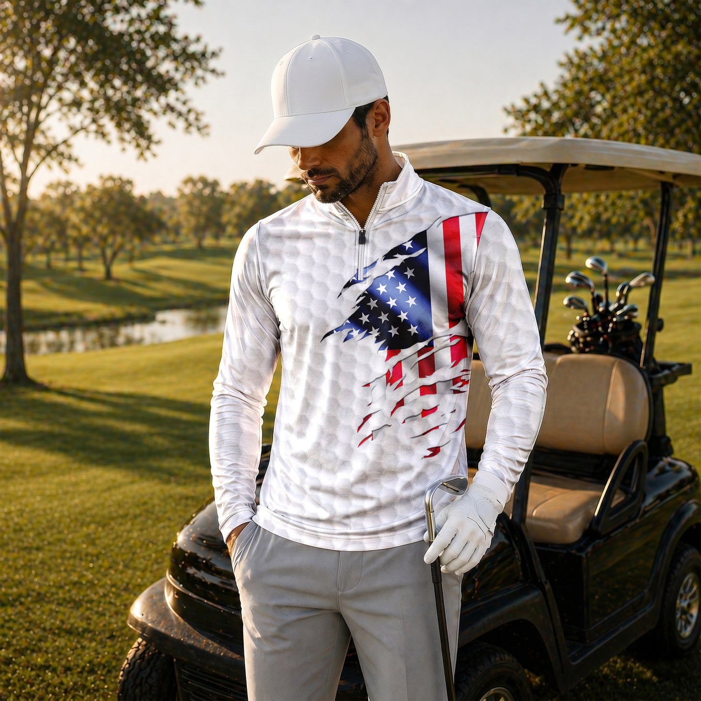 Golf Flag American 2027  Men Quarter-zip Pullover