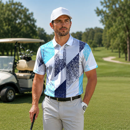 Cyan Dark Blue 2027  Men Polo Shirt