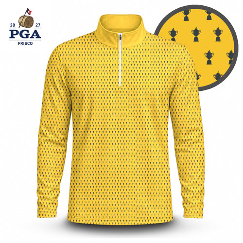 Yellow And Blue 2027  Trophy Pattern Men Quarter-zip Pullover