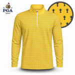 Yellow And Blue 2027  Trophy Pattern Men Quarter-zip Pullover