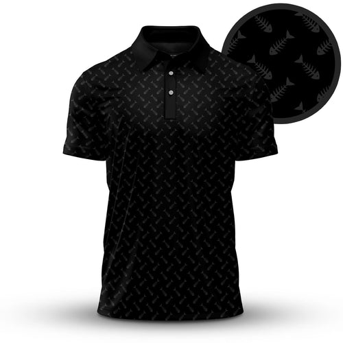 Fishbone Pattern Black 2026  Men Polo Shirt