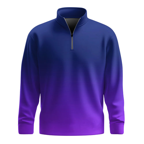 Gradient Blue Purple  Men Quarter-zip Pullover