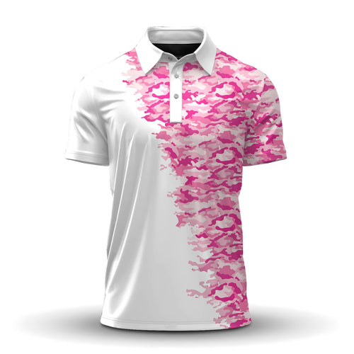 Pink Camo Diagonal Men Polo Shirt