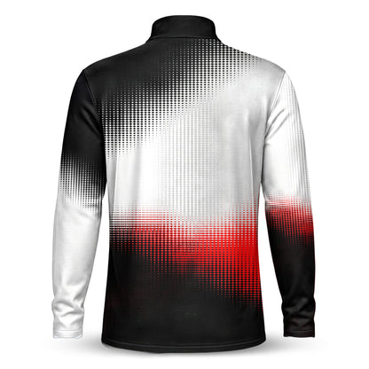 Dynamic Range Black White Grey Red Men Quarter-zip Pullover