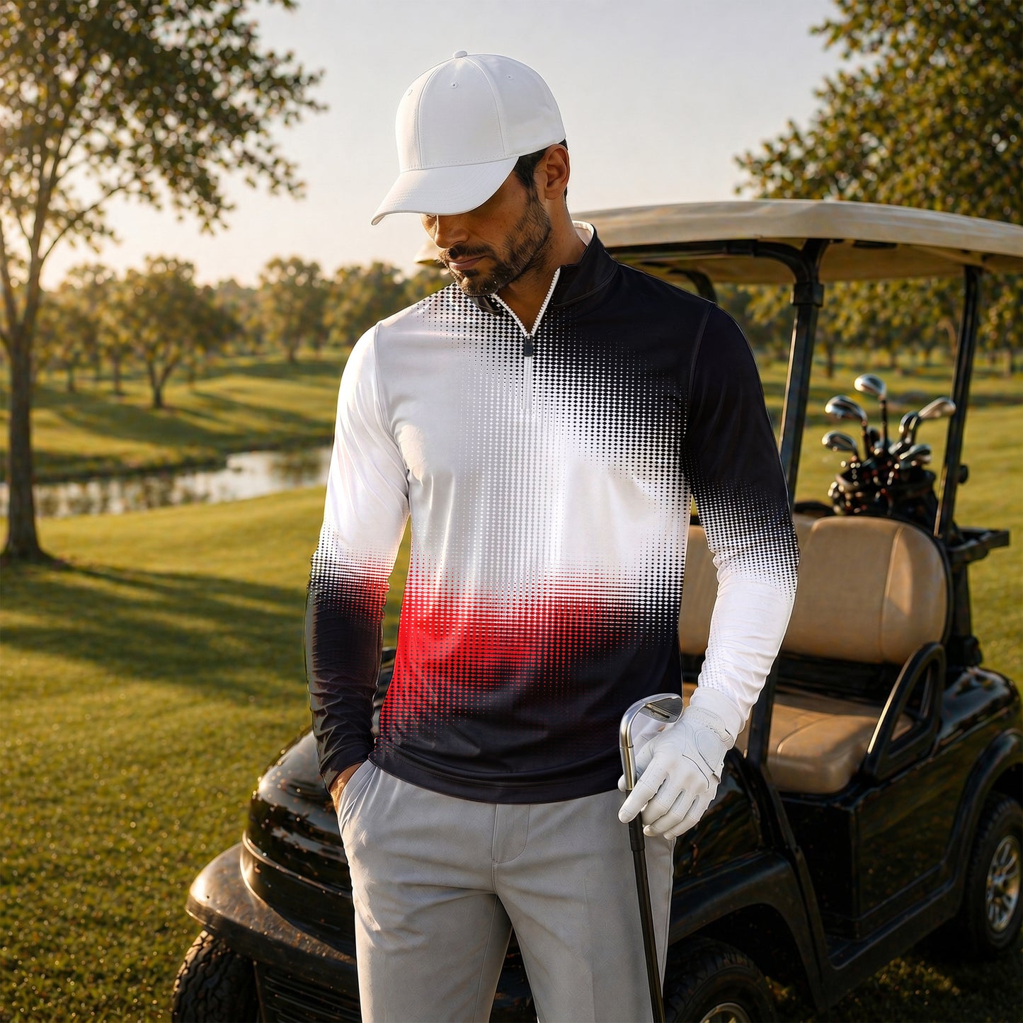 Dynamic Range Black White Grey Red Men Quarter-zip Pullover