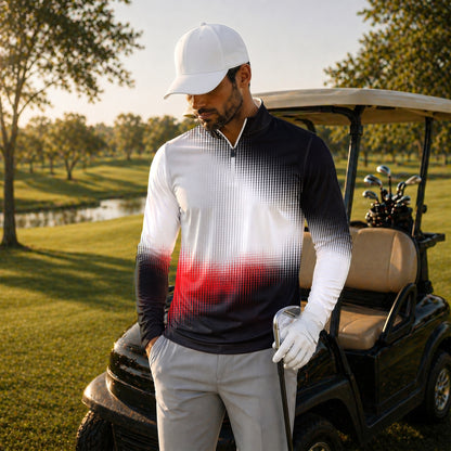 Dynamic Range Black White Grey Red Men Quarter-zip Pullover