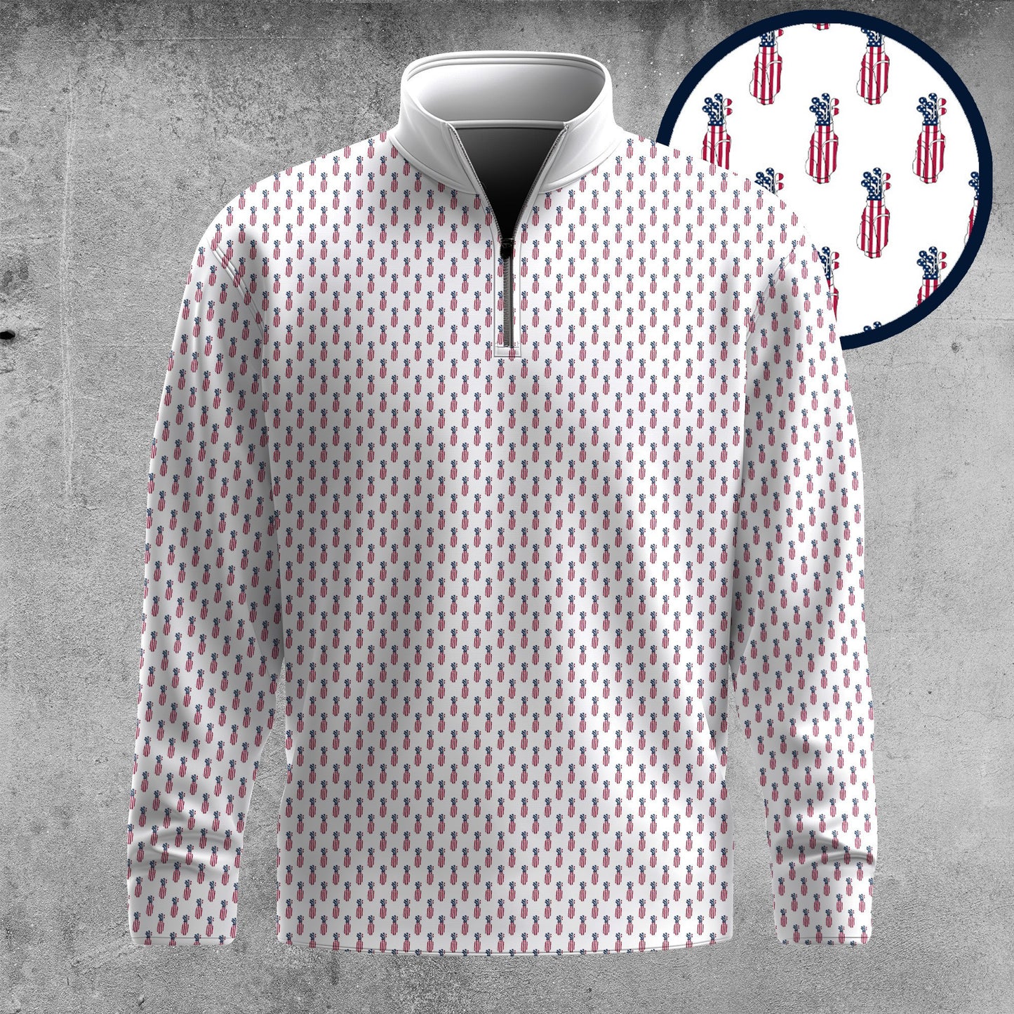 America Golf Gear Pattern 2026  Men Quarter-zip Pullover
