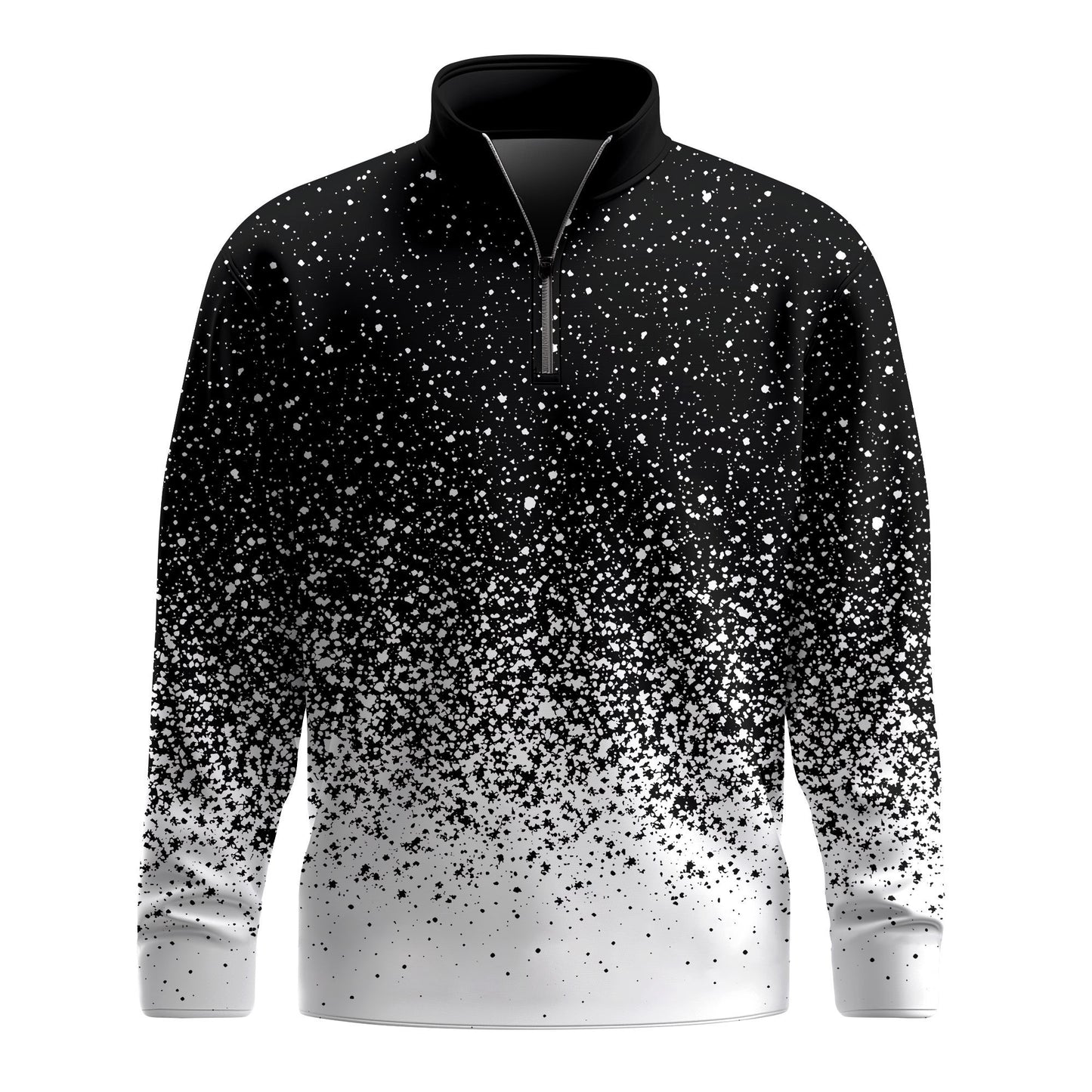 2026  B&W Dust Pattern Men Quarter-zip Pullover